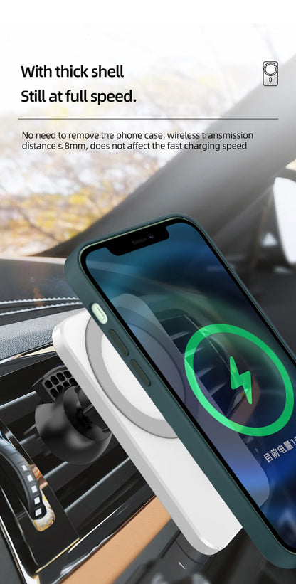 Magnetic Car Wireless Charger For Macsafe for iPhone 12 13 14 15 Pro Max Mini Air Vent Car Phone Holder Stand Fast Car Charging