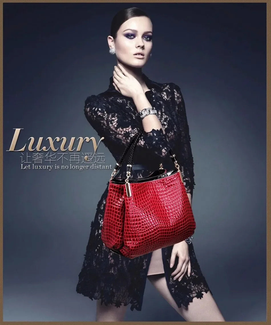 Luxury Crocodile Leather Handbag for Women – Designer Shoulder Bag & Purse