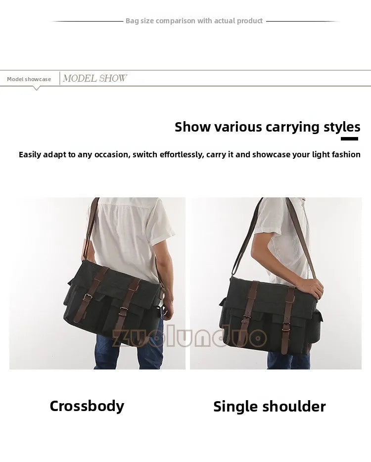 Canvas Men’s Crossbody Laptop Messenger Bag