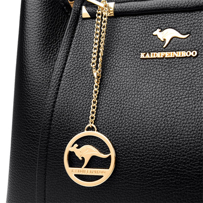 VANDERWAH Luxury Leather Shoulder Crossbody Bag – 3 Layers Soft Tote