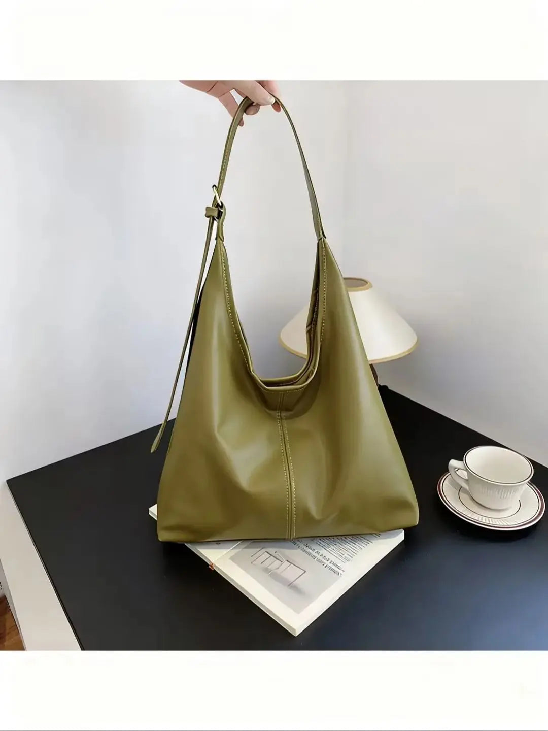 HOMEFISH Retro Luxury Large Tote Bag – Fashion PU Shoulder Handbag