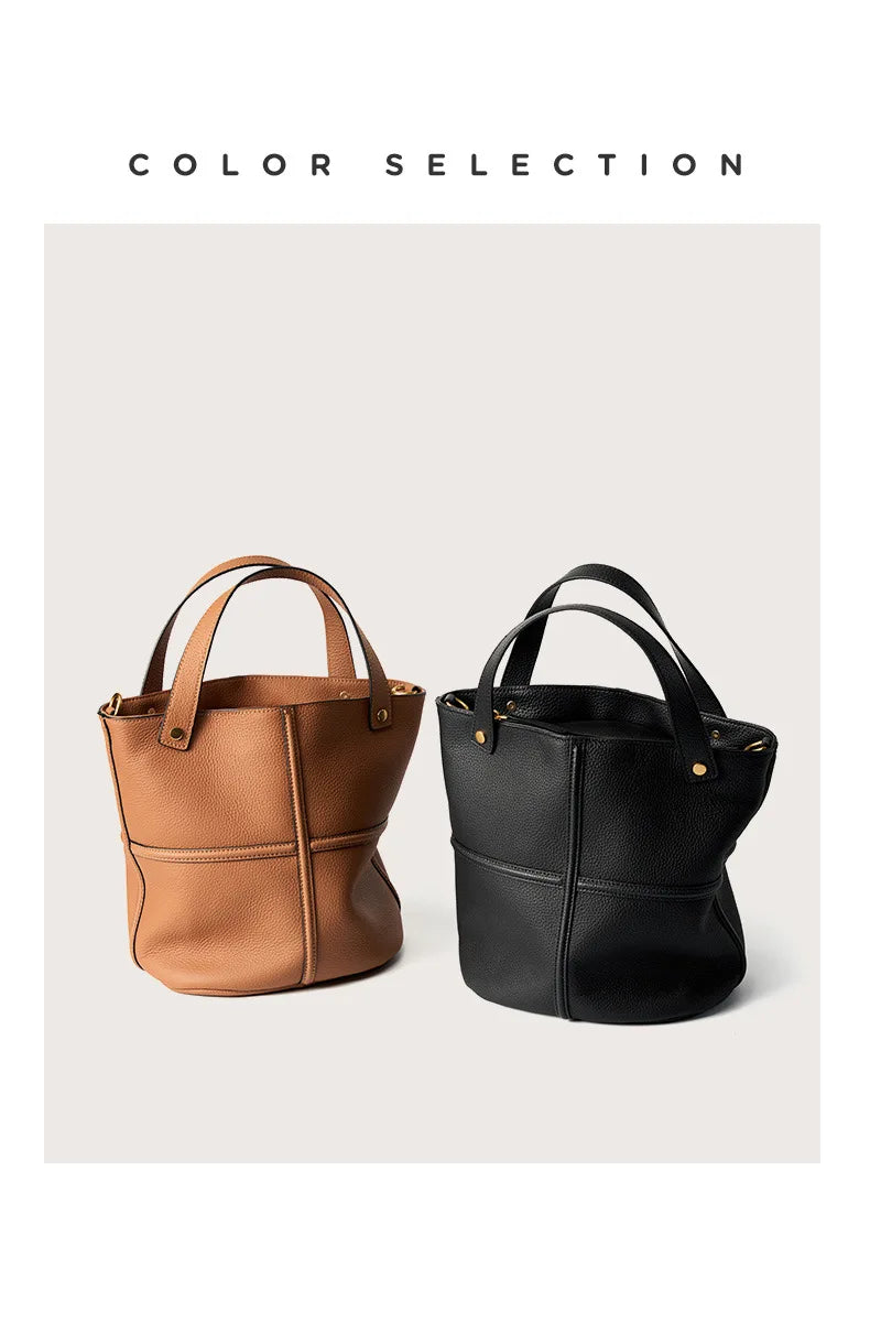 Classic Genuine Leather Women’s Unique Bucket Bag | NIGEDU B409
