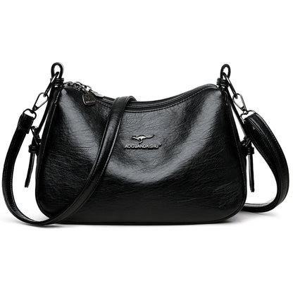 Luxury Designer Leather Shoulder Bag for Women – Retro Minimalist Crossbody Purse