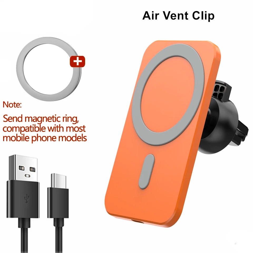 Magnetic Car Wireless Charger For Macsafe for iPhone 12 13 14 15 Pro Max Mini Air Vent Car Phone Holder Stand Fast Car Charging