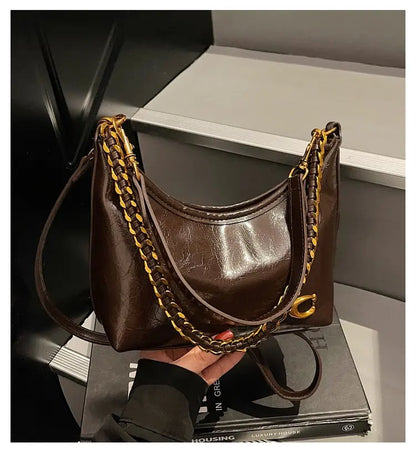 Vintage Designer Large Leather Shoulder Bag – Fashion Stroller Tote