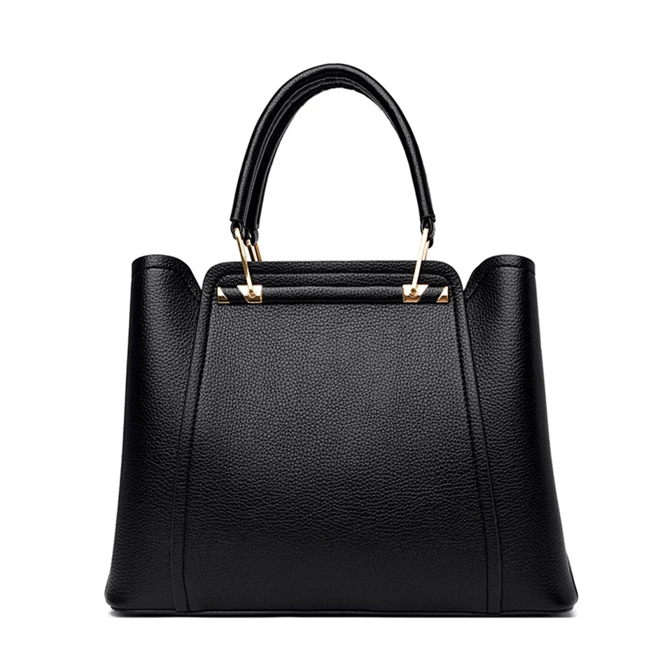VANDERWAH Luxury Leather Shoulder Crossbody Bag – 3 Layers Soft Tote