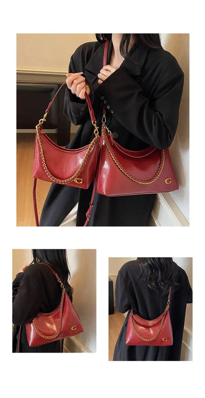 Vintage Designer Large Leather Shoulder Bag – Fashion Stroller Tote