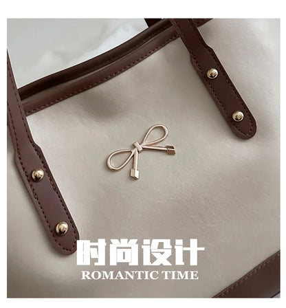 Women’s Daily PU Shoulder Bag – Large Capacity with Bow Decoration