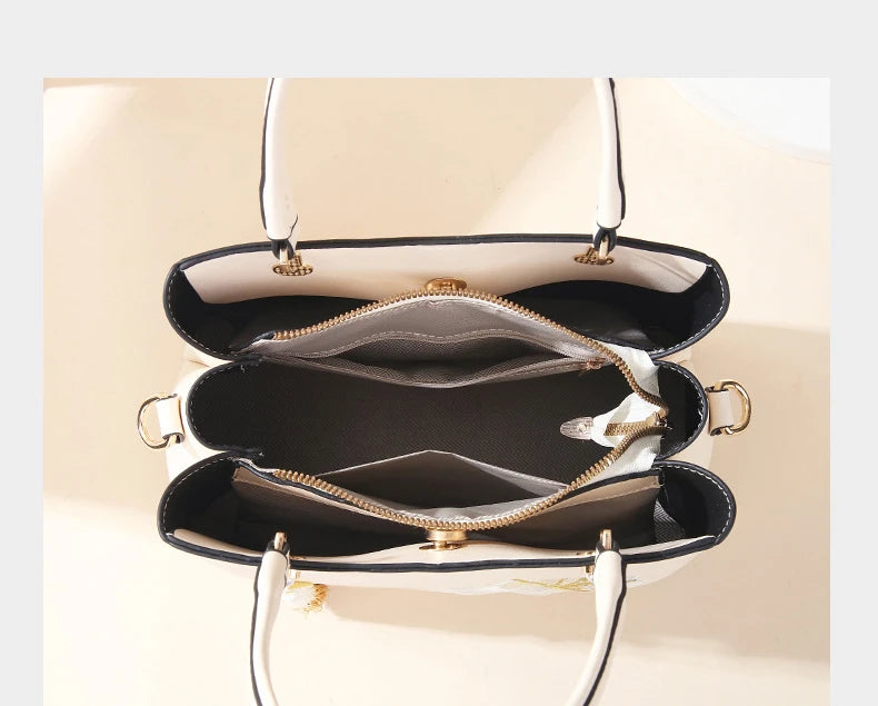 Embroidered Lily Shoulder Tote for women