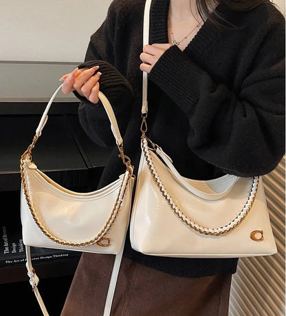 Vintage Designer Large Leather Shoulder Bag – Fashion Stroller Tote