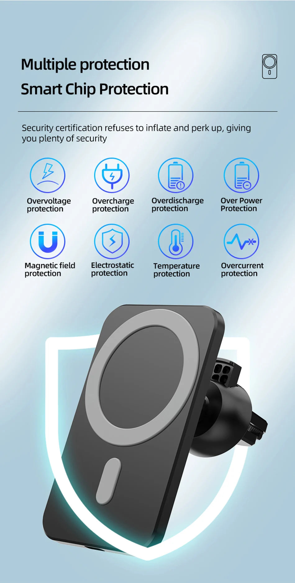 Magnetic Car Wireless Charger For Macsafe for iPhone 12 13 14 15 Pro Max Mini Air Vent Car Phone Holder Stand Fast Car Charging