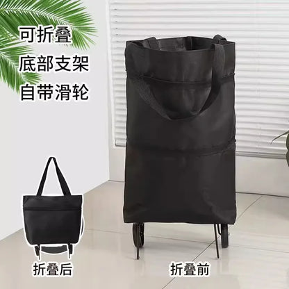 Shopping bag with wheels, foldable, grocery shopping cart, tugboat, portable