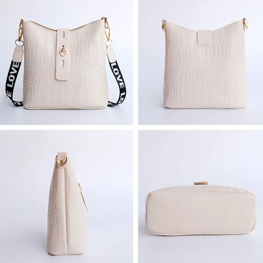 Women’s Classic Shoulder Crossbody Bag – Casual PU Leather Bucket Style