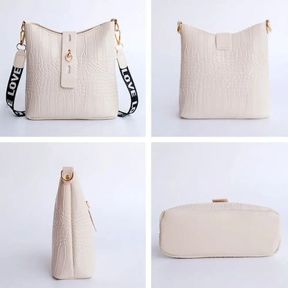 Women’s Classic Shoulder Crossbody Bag – Casual PU Leather Bucket Style