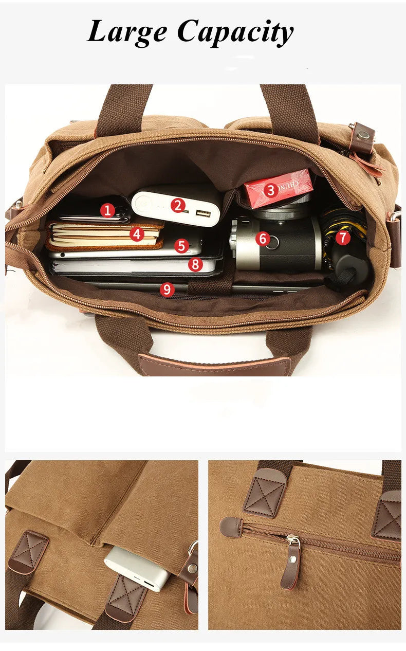 Luxury Canvas Business Travel Crossbody Bag-Signature