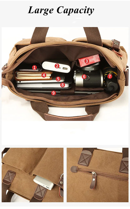 Luxury Canvas Business Travel Crossbody Bag-Signature