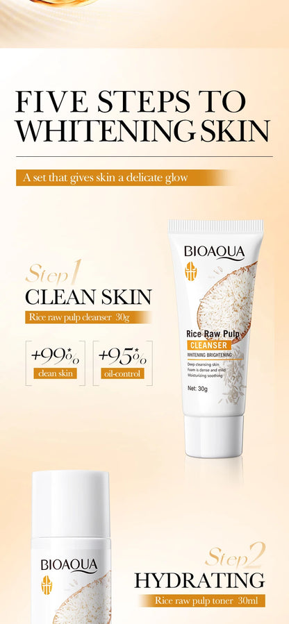 BIOAOUA Rice Puree Set – Hydrating Facial Cleanser & Soap