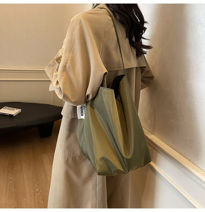 Minimalist Tote Shoulder Bag – Large Capacity Retro Shopping Bag